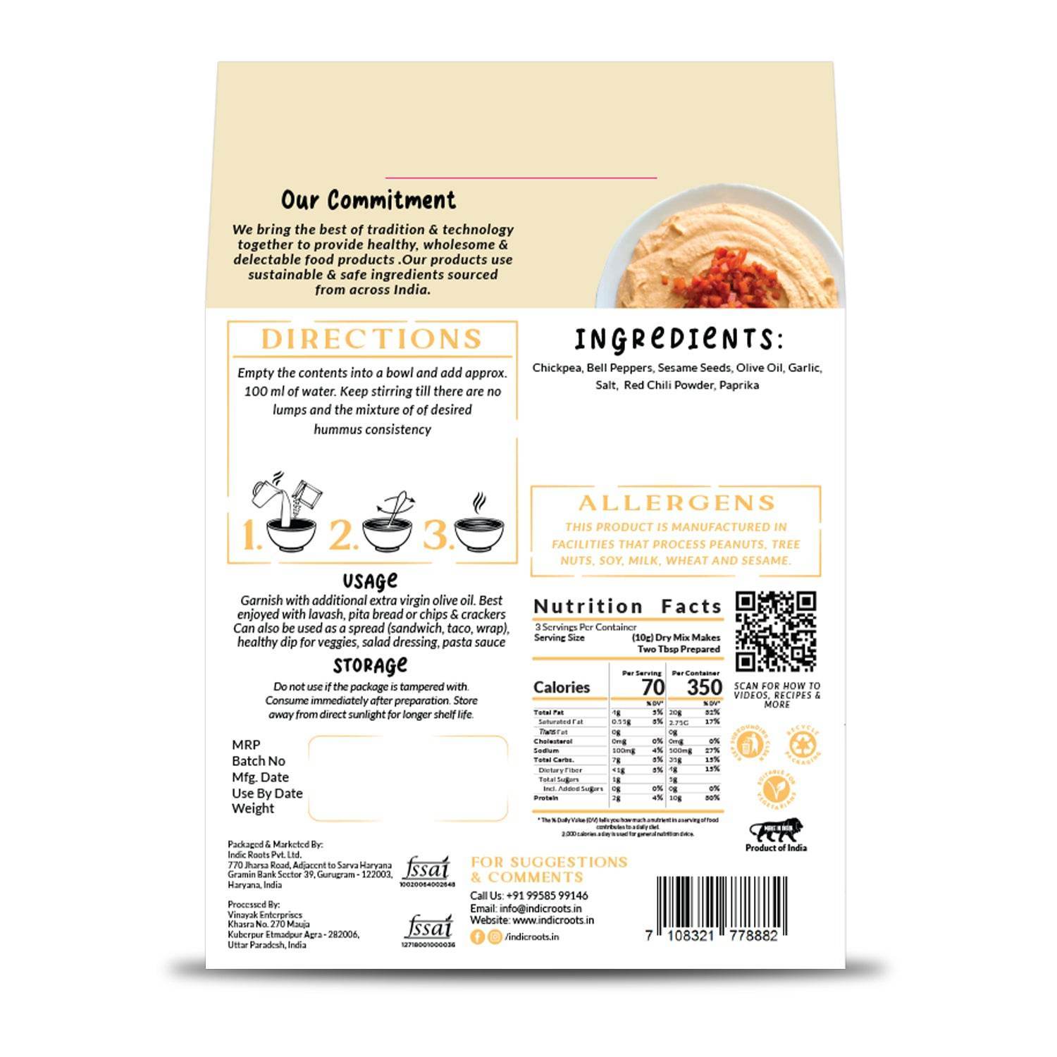 Bell Pepper Hummus - Indic Roots (Formerly Organic Roots)
