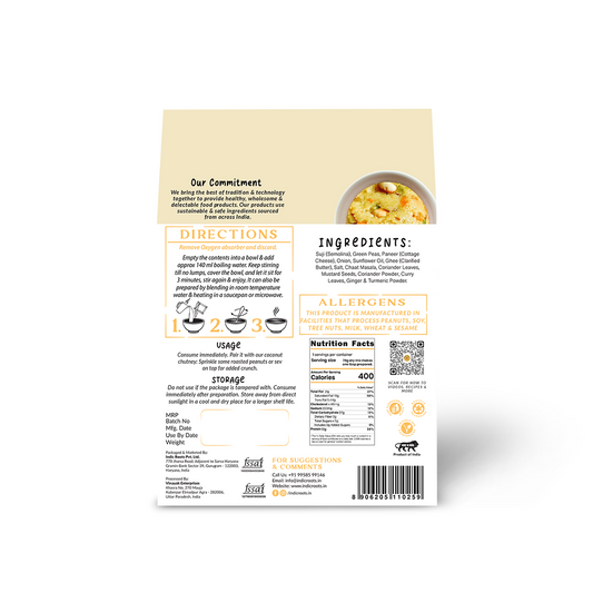 Suji Upma With Paneer