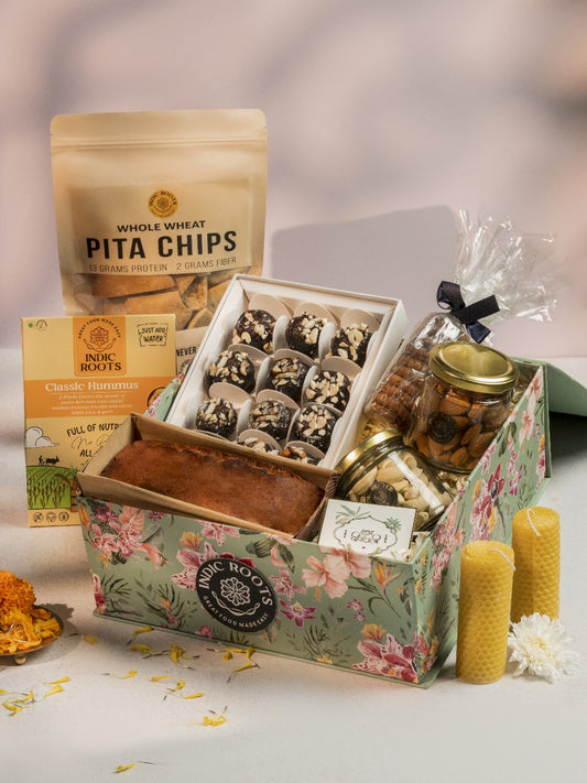 Gourmet goodies festive box – Laddoos, nuts & more