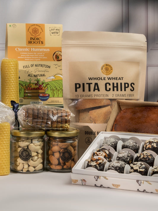 Gourmet goodies festive box – Laddoos, nuts & more