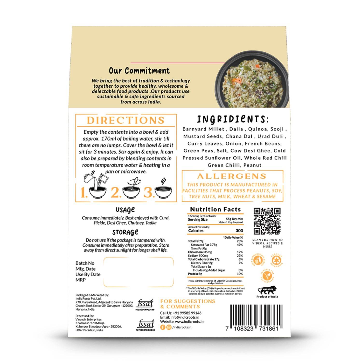 Millet Upma - Indic Roots